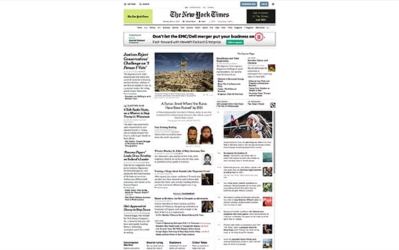 A New York Times weboldala, Jon Jabkonski által egy nagy monitoron