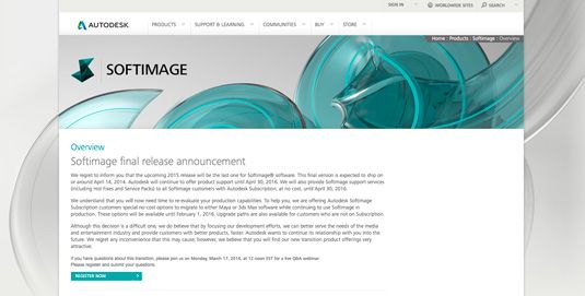 في الأسبوع الماضي ، أبلغنا عن قرار Autodesk بإيقاف برنامج Softimage ثلاثي الأبعاد الشهير.