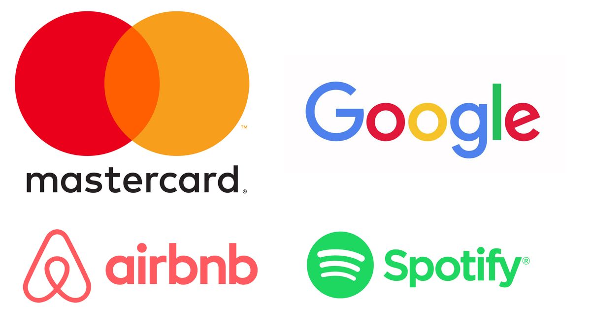 Logos für Mastercard, Google, Airbnb, Spotify