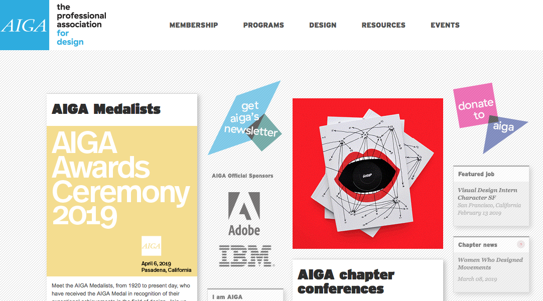 Начална страница на AIGA