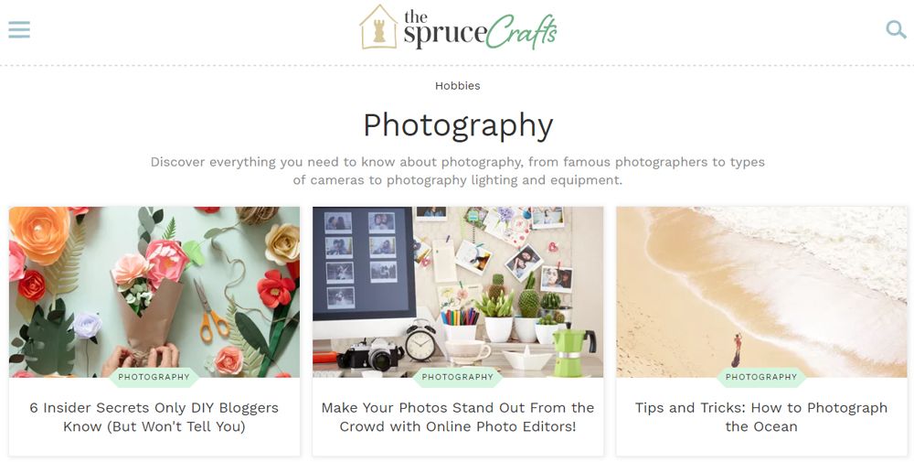 Sites de photographie: The Spruce