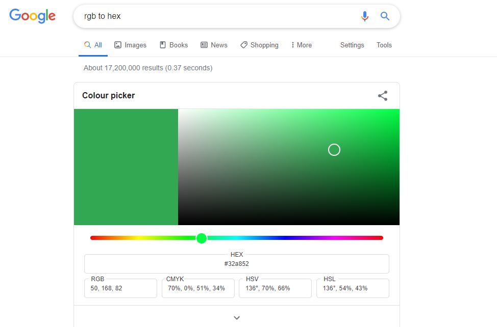 Google Easter Eggs: sélecteur de couleurs