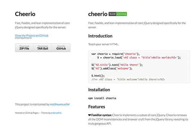Cheerio erleichtert die Verarbeitung von HTML auf der Serverseite erheblich