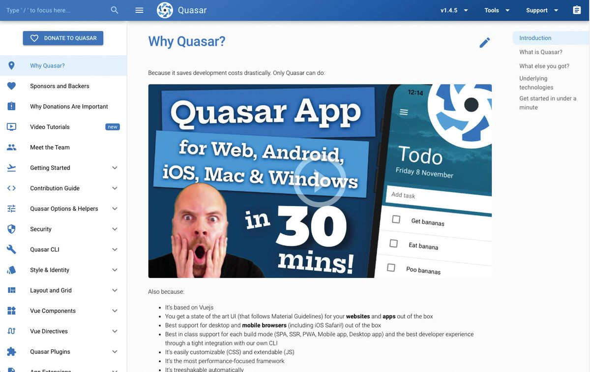 Webentwickler: Quasar