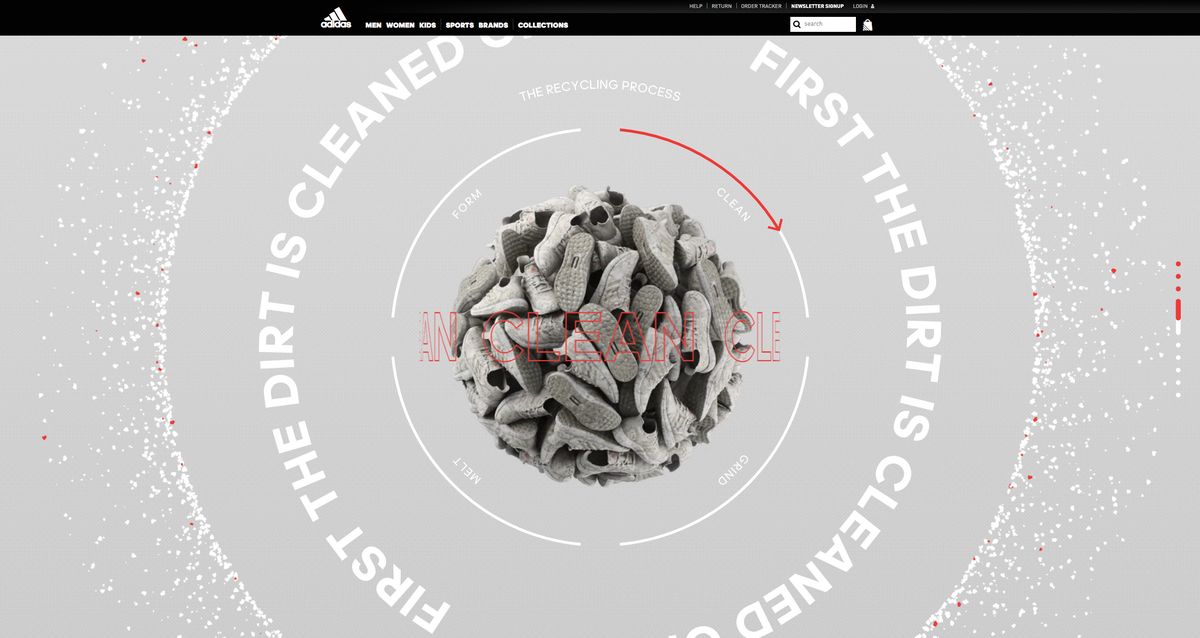 Diseño de sitio web de comercio electrónico: Adidas Futurecraft.Loop