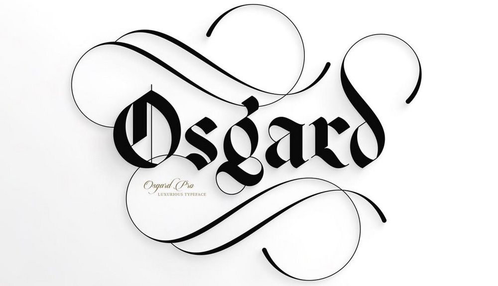 Muchos tipos de letra góticos o de letras negras anticuados (como Osgard Pro) imitan las letras caligráficas