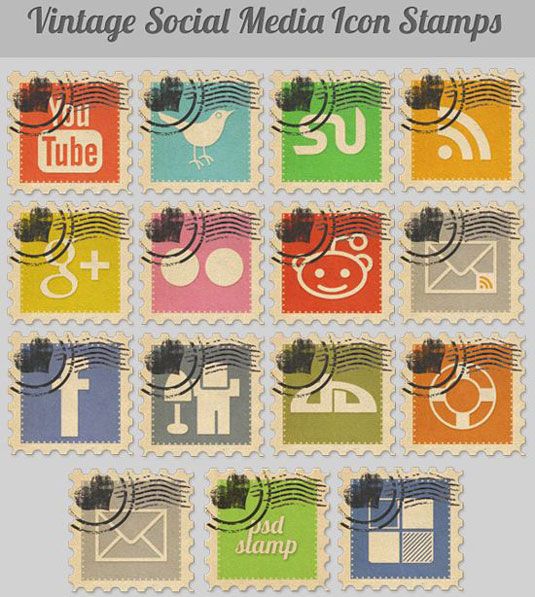 Vintage Social Media Briefmarken