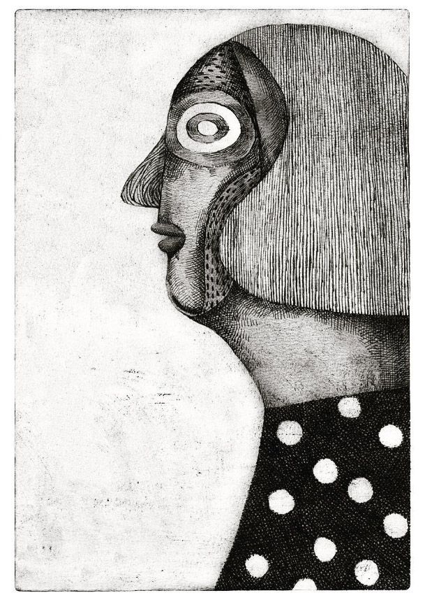 Fekete-fehér profil portré egy nő