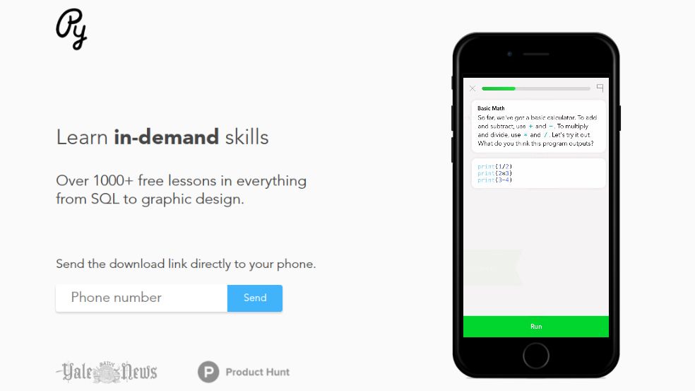 La aplicación Py para iOS y Android ofrece lecciones breves sobre codificación