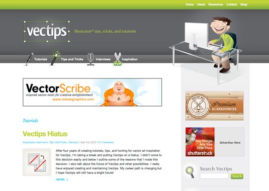 Vectips bietet eine große Auswahl an Illustrator-Tipps, Tricks und Tutorials