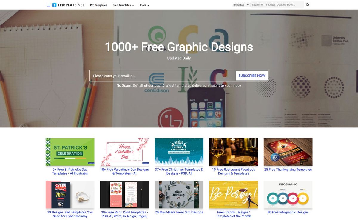 Besplatni predlošci za grafički dizajn: Template.net