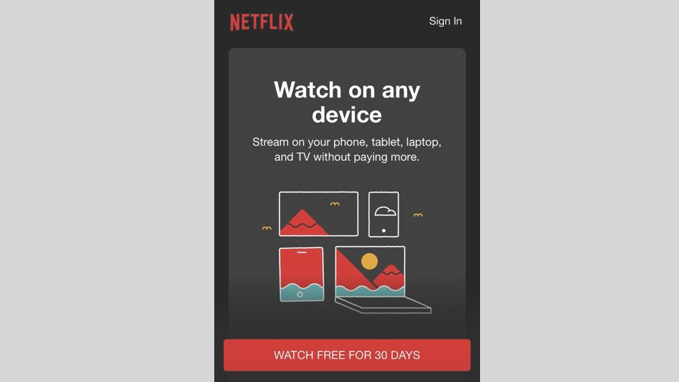 Ein Bild mit der Seite der mobilen Netflix-Website, auf der Benutzer sich anmelden müssen, bevor sie sehen können, welche Inhalte auf der Website verfügbar sind.