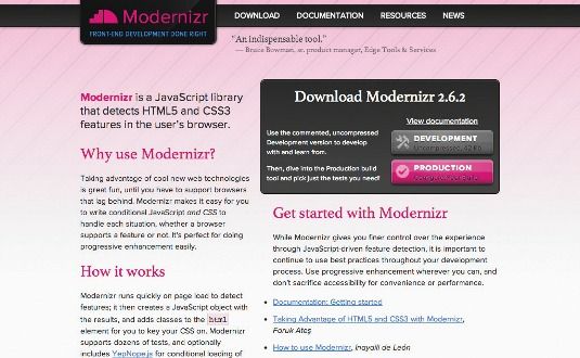 A Modernizr használata lehetővé teszi számunkra, hogy a funkciók észlelését felhasználjuk CSS és JavaScript döntések meghozatalához
