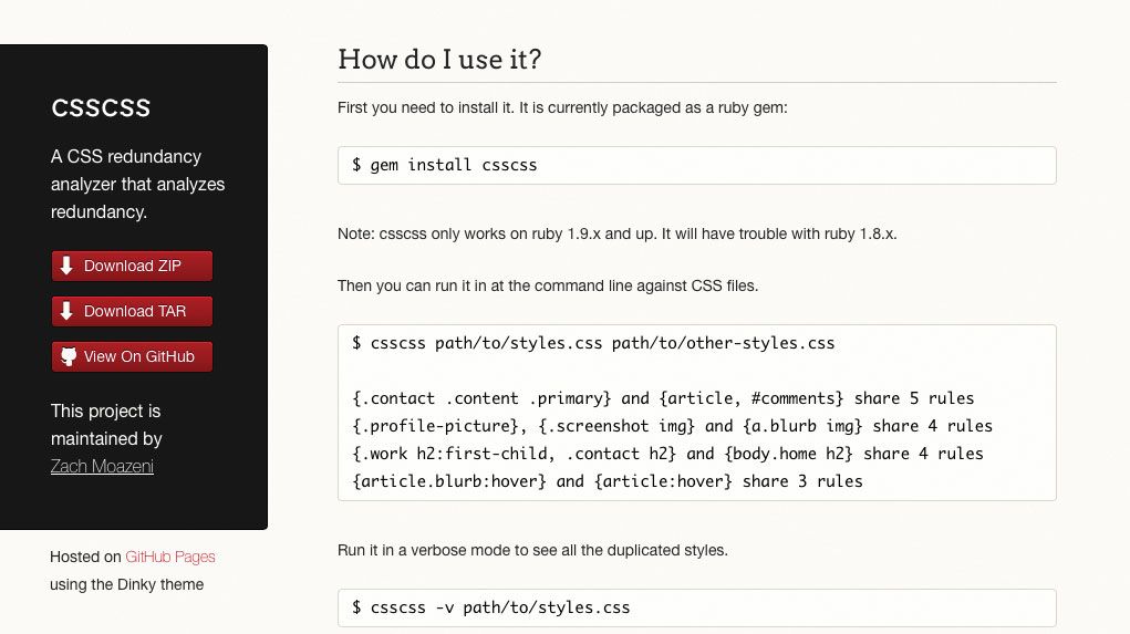 csscss analysiert alle CSS-Dateien, die Sie ihm geben, und teilt Ihnen mit, welche Regelsätze doppelte Deklarationen haben