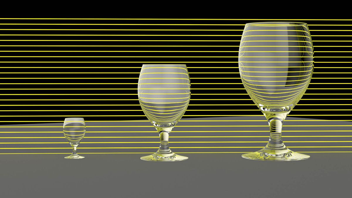 drei Gläser in verschiedenen Maßstäben
