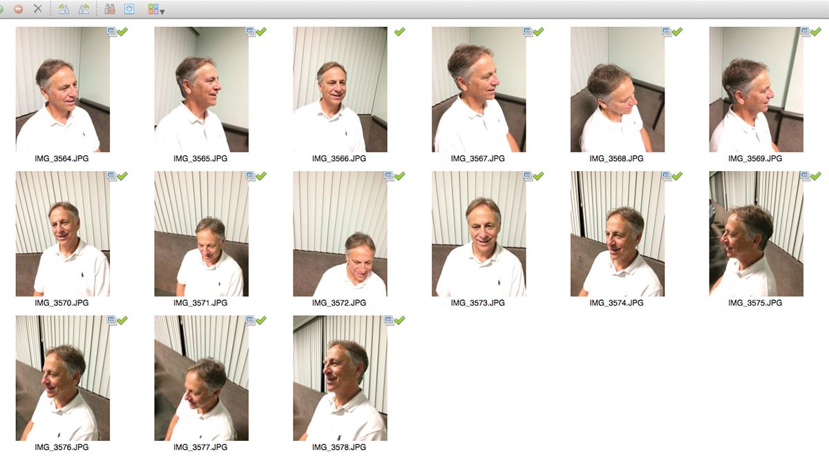 15 verschiedene Aufnahmen von einem Mann in einem weißen Hemd