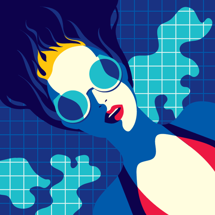 Illustration der Frau im Schwimmbad