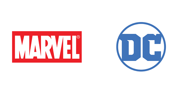Marvel- und DC-Logos wechseln die Farben