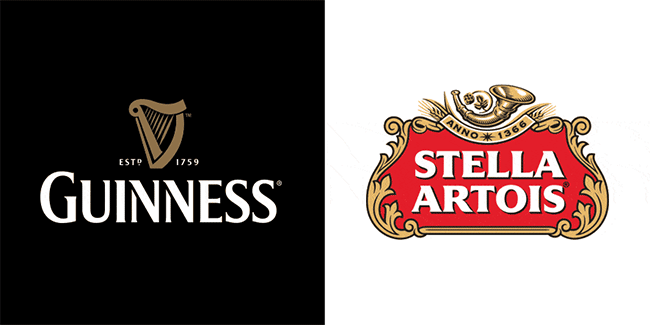 Guinness- und Stella Artois-Logos wechseln die Farben