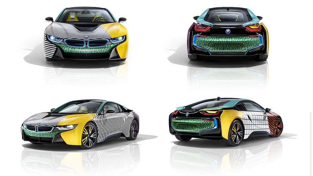 Kundenspezifische BMWs für die Mailänder Designwoche mit leuchtenden Farben und Mustern
