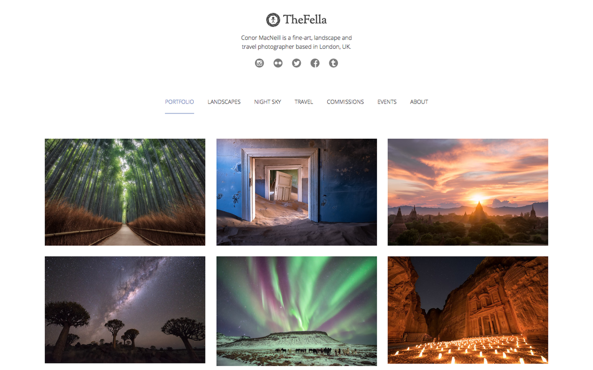 Die Website von Conor MacNeill verwendet seine Reisefotografie, um die Stimmung jedes Beitrags perfekt anzupassen
