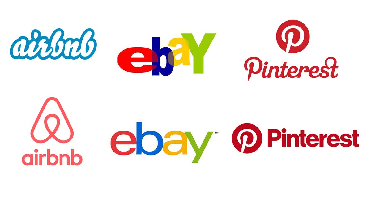 Az airbnb, az ebay és a Pinterest emblémái