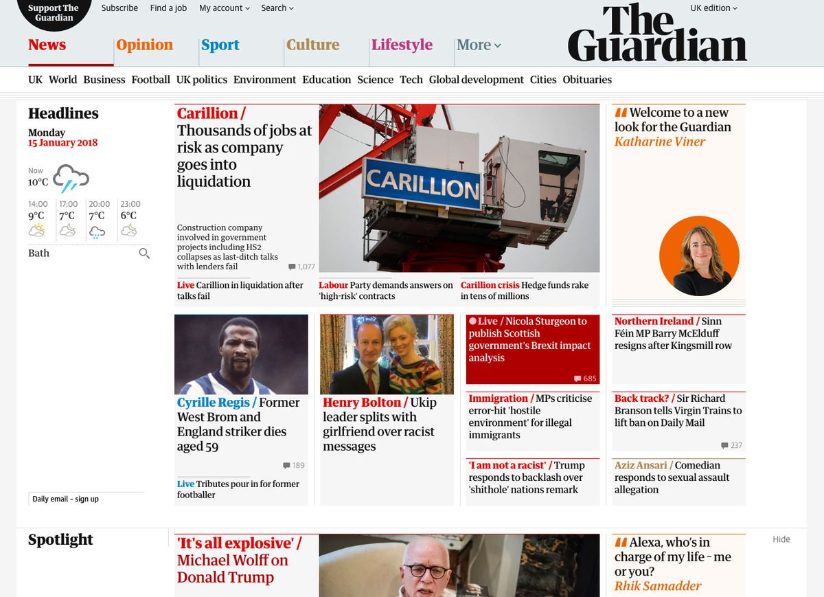 Die Guardian-Homepage