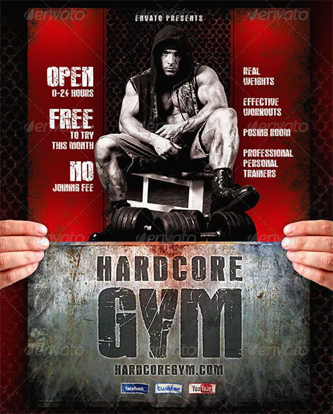 Plantillas de folletos: Hardcore Gym Flyer
