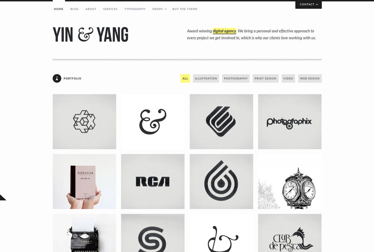 Thèmes de portfolio WordPress: Yin et Yang