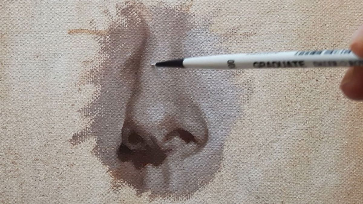 So zeichnen Sie eine Nase: Mehr geformte Nasenform mit weiteren Details