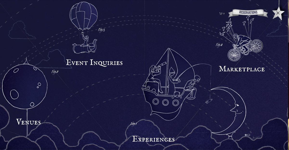 Captura de pantalla del sitio de Neverlands que muestra bocetos dibujados con líneas