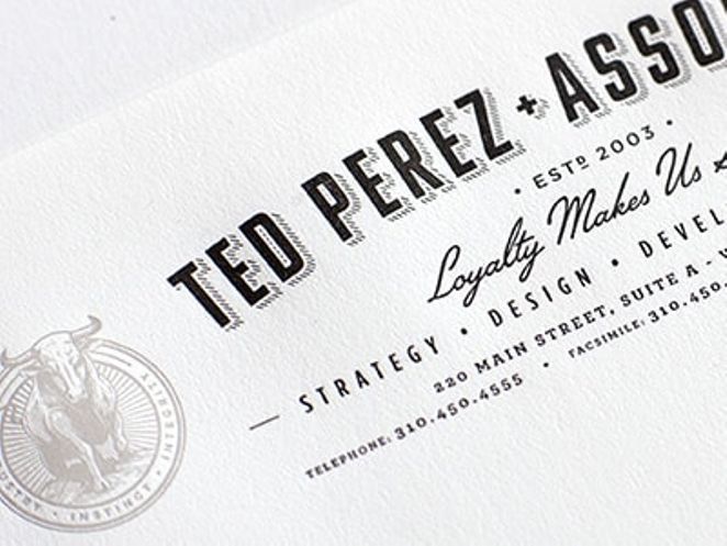 Briefkopfdesign: Ted Perez + Associates