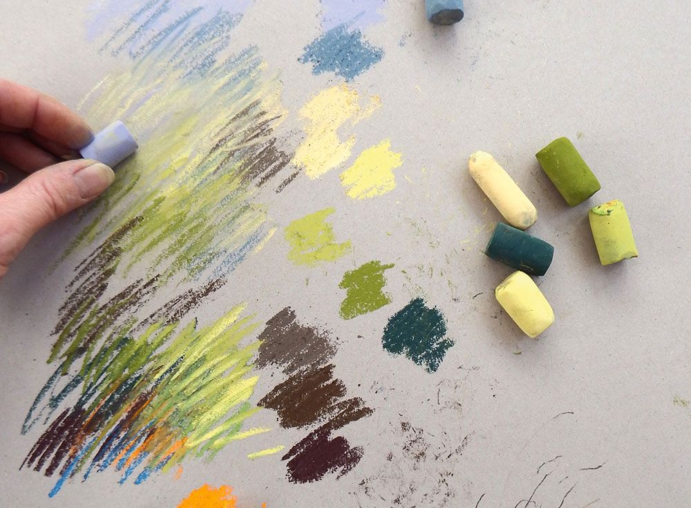 Wie man eine Landschaft mit Pastellfarben zeichnet: Farben