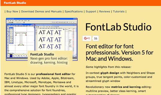 Mejores editores de fuentes: Fontlab