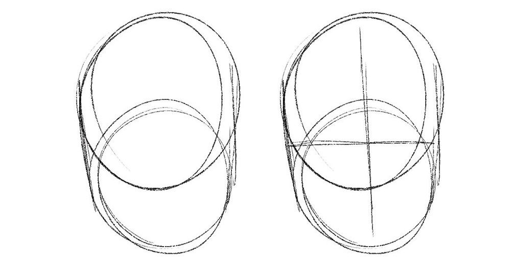 So zeichnen Sie ein Gesicht: zwei überlappende Kreise