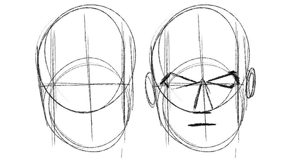Cómo dibujar una cara: círculos superpuestos con pautas