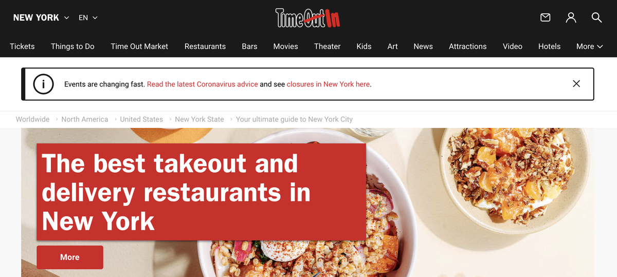 Time Out New York Homepage