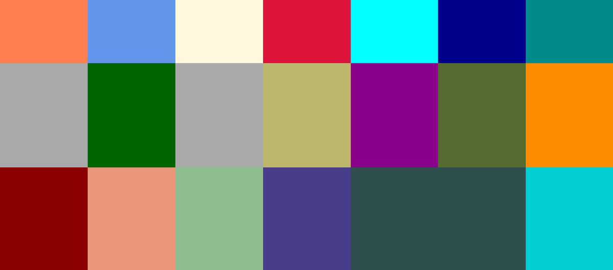 Cuadrícula de muestras multicolores