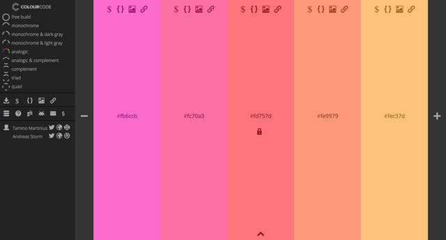 Barres de couleurs avec valeurs HEX