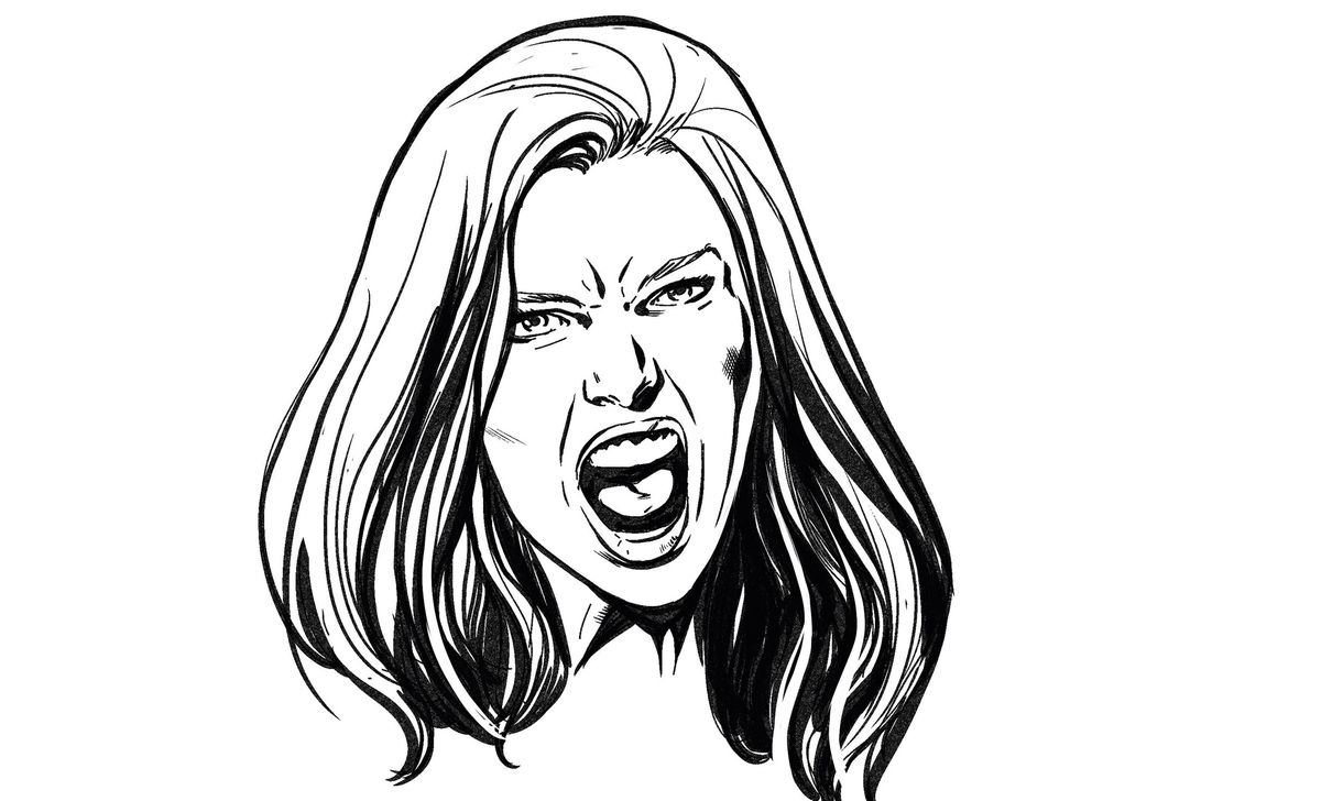 Wie man ein Gesicht zeichnet: Zeichnung einer Frau, die schreit