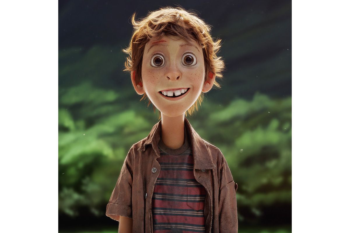 Ein dünner CGI-Junge lächelt