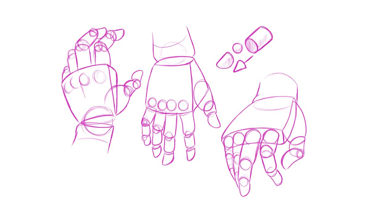 Comment dessiner les mains: poser les formes