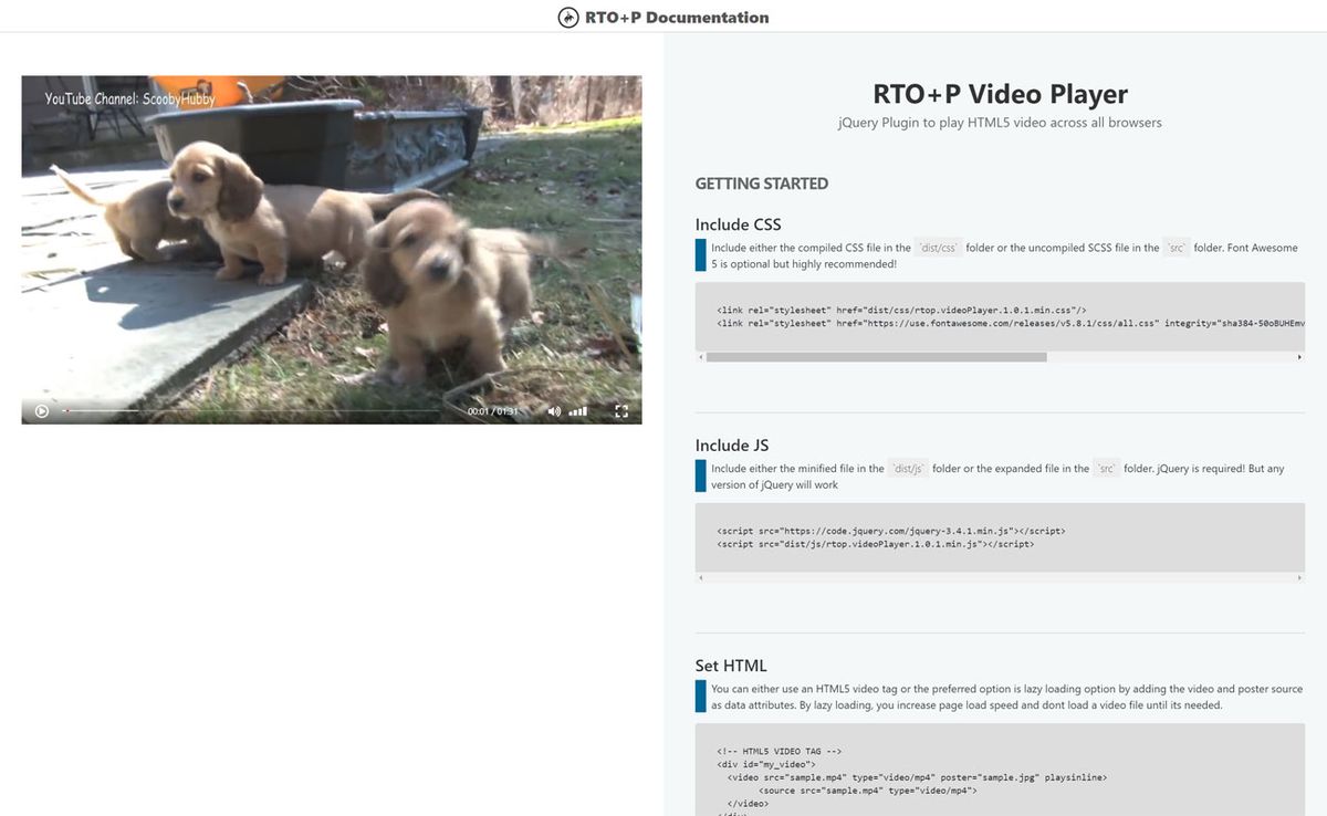 jQuery плъгини: RTO + P Video Player