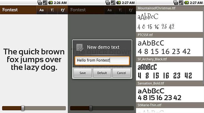 Fontest ist ein Entwickler- und Typografie-Tool, mit dem Sie schnell eine Vorschau der Darstellung Ihrer Lieblingsschriftarten auf Android anzeigen können. Als Bonus enthält es sechs hochwertige kostenlose Schriftarten.