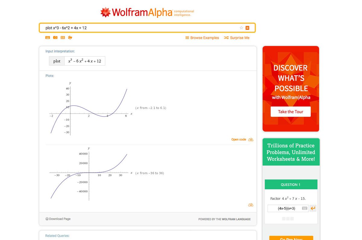 Outils Dataviz: WolframAlpha