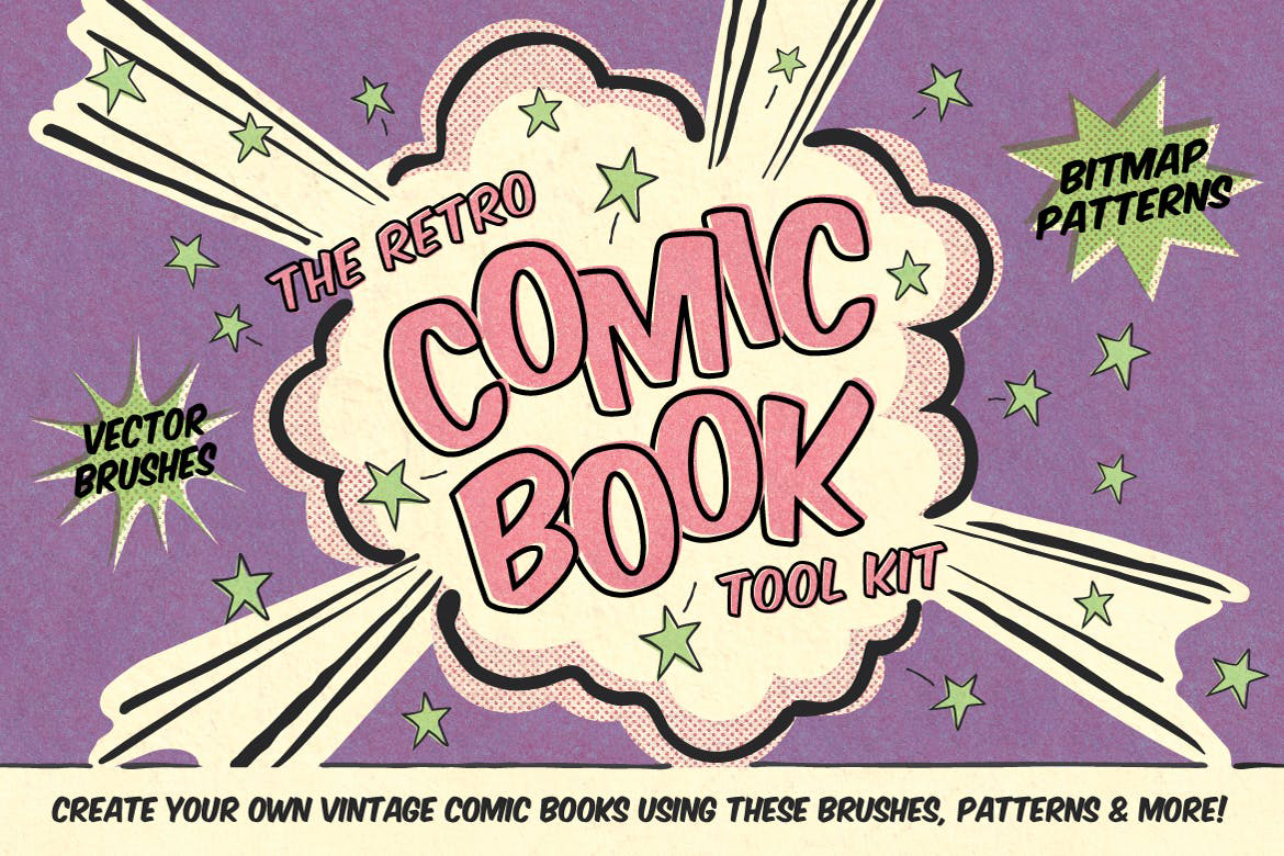 Illustratorpinsel: Das Retro Comic Book Tool Kit-Logo