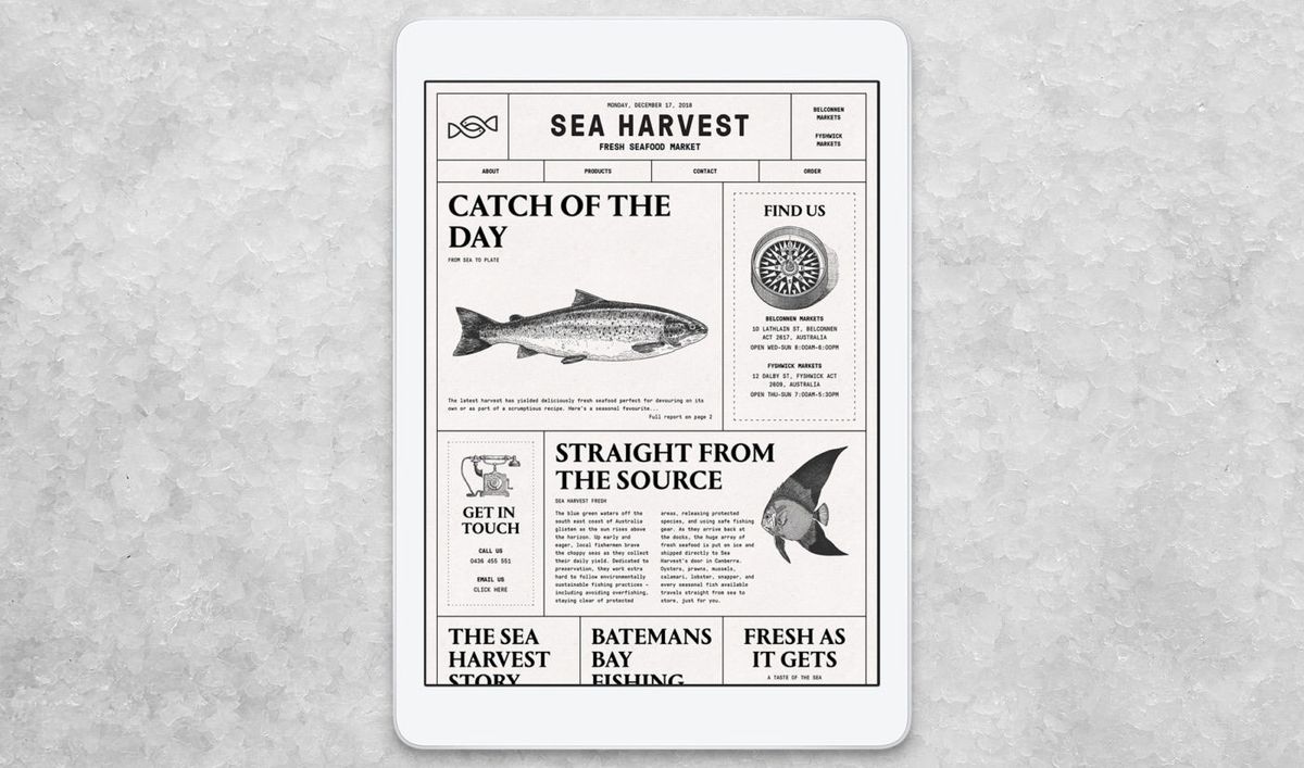 WordPress-Websites: Sea Harvest-Website auf dem iPad