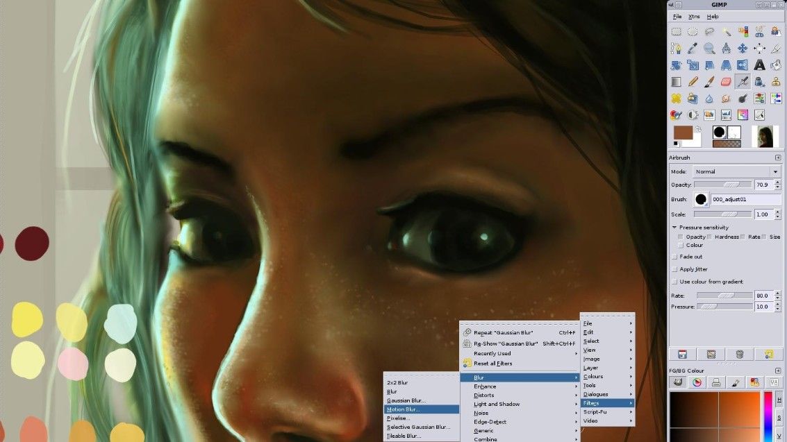 Photoshop alternative: snimka zaslona sučelja s prikazom žene