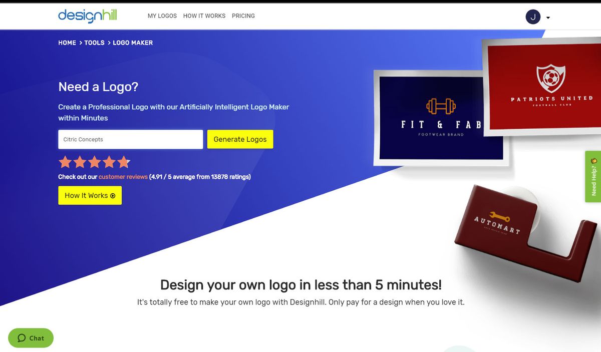 Meilleur créateur de logo gratuit: Designhill Logo Maker