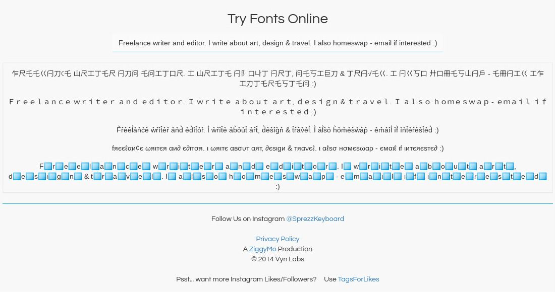 Probieren Sie die Fonts Online-Homepage aus